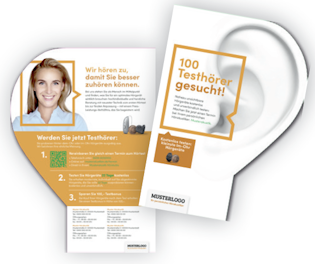 Flyer (2 Seiten) Format: freie Stanzkontur auf DIN A4 Druck & Versand (10.000 Stück): Bei Einzelbestellung 1300 €